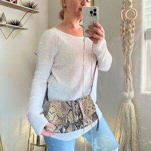 Eileen Fisher White open knit Sweater coastal grandma cottage core